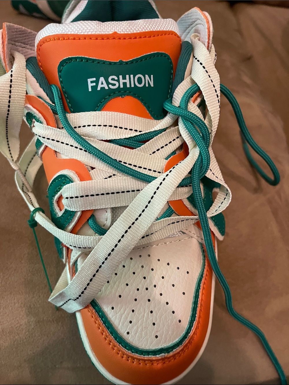 Kids Orange and Teal Athletic Sneakers - Picture 7 of 7